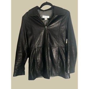 Women’s Boston Harbour Black Soft Leather Jacket With Zippers Front Pocket Small